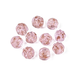 Pink Бусины ручной работы бусины золотого песка, тыква, розовые, 8.5~9x7~8 мм, отверстие : 0.8~1 мм