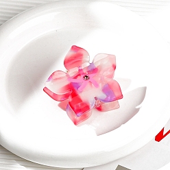 Темно-Розовый Акриловые заколки для волос на когтях, для женщин девушек, цветок, темно-розовыми, 55x50 мм