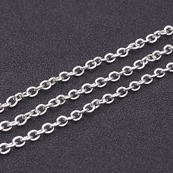 Silver Iron Cable Chains, for DIY Jewelry Making, with Spool, Unwelded, Oval, Silver, 3x2x0.5mm, about 328.08 Feet(100m)/roll