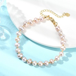 Золотой Браслеты из натурального культивированного пресноводного жемчуга и бисера для женщин., золотые, 7.72 дюйм (19.6 см)