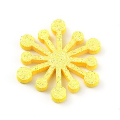 Yellow Snowflake Felt Fabric Christmas Theme Decorate, with Glitter Gold Powder, for Kids DIY Hair Clips Make, Yellow, 3.4x3x0.25cm