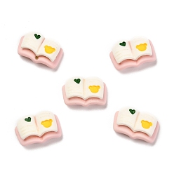 Pink Кабошоны из смолы, книга с сердцем и медведем, розовые, 10x15.5x6 мм