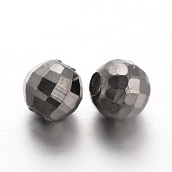 Gunmetal Faceted Round Brass Spacer Beads, Gunmetal, 5mm, Hole: 2mm