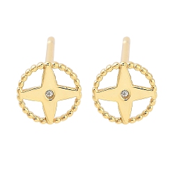 Настоящее золото 18K 925 серьги-гвоздики из стерлингового серебра с микропаве из прозрачных кубических цирконий для женщин, звезда, реальный 18 k позолоченный, 6 мм