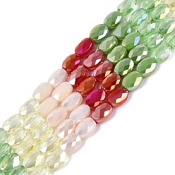 (123L) Белый крем непрозрачный блеск Нити из гальванически покрытых искусственным нефритом и непрозрачных и прозрачных стеклянных бусин, смешанный стиль, овальные, с покрытием AB цвета, граненые, огнеупорный кирпич, 5.5~6x4.5x3 мм, отверстие : 0.6~0.9 мм, около 56~63 шт / нитка, 13.58~15.55 дюйм (34.5~39.5 см)