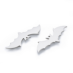 Нержавеющая Сталь Цвет Не тускнеющие 201 подвески из нержавеющей стали, летучая мышь, Хэллоуин стиль, цвет нержавеющей стали, 13x37x1 мм, отверстие : 1 мм