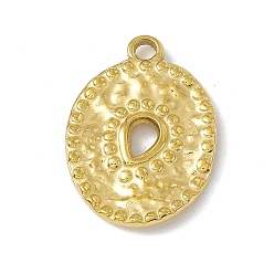 Real 18K Gold Plated 304 Stainless Steel Pendants, Textured, Oval Charm, Real 18K Gold Plated, 21.5x15x2mm, Hole: 2.3mm