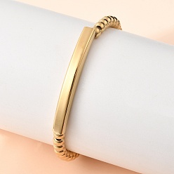 Настоящее золото 18K 304 из нержавеющей стали вышитый бисером браслеты, идентификационные браслеты для женщин, ионное покрытие (ip), реальный 18 k позолоченный, 7.52 дюйм (19.1 см)