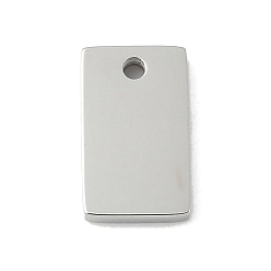 Нержавеющая Сталь Цвет 304 подвески-заготовки из нержавеющей стали с зеркальной полировкой, прямоугольный шарм, лазерная резка, анти-тускнение, цвет нержавеющей стали, 10x6x1.5 мм, отверстие : 1 мм