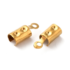Real 18K Gold Plated Ion Plating(IP) 201 Stainless Steel Cord End, Folding Crimp Ends, Real 18K Gold Plated, 10.5x4.5x4mm, Hole: 1.2mm, Inner Diameter: 4x3.5mm, Fit For Rhinestone: 0.7mm