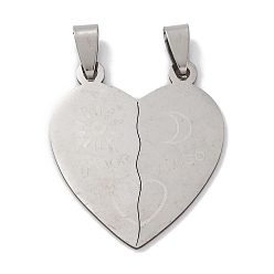 Нержавеющая Сталь Цвет 201 подвески из нержавеющей стали, разбивая сердце словом mejor amiga charms, анти-тускнение, цвет нержавеющей стали, 36x31x1 мм, отверстие : 7x3 мм