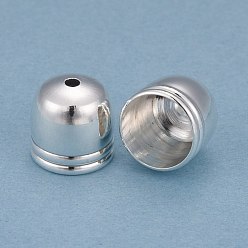 Посеребрённый Латунные заглушки сердечника, долговечный, колонка, 925 серебро покрытием, 10x10 мм, отверстие : 1.6 мм, внутренний диаметр: 8 мм