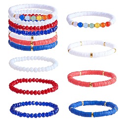 (52) Непрозрачная лаванда 7 шт. 7 набор браслетов ручной работы из полимерной глины Heishi Surfer Stretch, браслеты из натурального малайзийского нефрита, опрятные украшения для женщин, разноцветные, внутренний диаметр: 2-1/8 дюйм (5.3 см), 1 шт / стиль