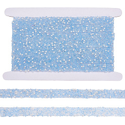 Светло-Голубой 1 рулонные синтетические стразы с пластиковой отделкой в виде бусин, имитирующих жемчуг, лента для горячей фиксации с клейкой основой, для поделок искусства, шитье, Небесно-голубой, 1/2x1/8 дюйм (13x3 мм)