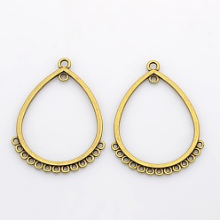 Античная Бронза Коннекторы тибетского стиля, без свинца, без кадмии и без никеля, слеза, античная бронза, 47x36 мм, отверстие : 1 мм