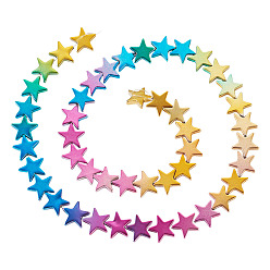 (52) Непрозрачная лаванда 2 нити синтетических немагнитных гематитовых бусин с градиентным покрытием, звезда, разноцветные, 11x10.5x2.5 мм, отверстие : 0.6 мм, около 43 шт / нитка, 14.17'' (36 см)