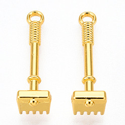 Настоящее золото 18K Подвески из сплава , талисманы лопаты, без кадмия и без свинца, реальный 18 k позолоченный, 20.5x6x6 мм, отверстие : 1.6 мм