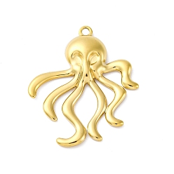 Настоящее золото 18K 304 подвески из нержавеющей стали, прелести осьминога, вакуумное покрытие pvd, реальный 18 k позолоченный, 37.5x31x4 мм, отверстие : 2 мм