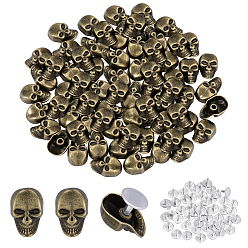 Bronze Antique 50 pièces rivets en alliage de crâne, avec la vis, pour sac à main sac à main chaussures punk rock cuir artisanat vêtements ceinture, bronze antique, 16x10x5mm