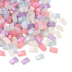 (52) Непрозрачная лаванда Стеклянные подвески-слайды, прямоугольные, разноцветные, 5x2.5x2 мм, отверстие : 0.8 мм, около 200 шт / упаковка
