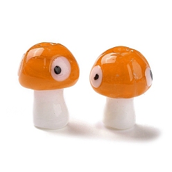 Orange Handmade Evil Eye Lampwork Beads, Mushroom Shape, Orange, 16.5~18x11.5~13x11.5~13mm, Hole: 1.6~2mm