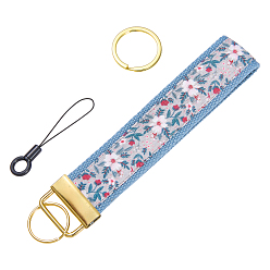 Кадет Синий Брелки из хлопка, литыми кольцами, золотые, прямоугольные, кадетский синий, 175 мм