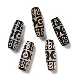 3-Глаза Тибетского стиля бусы дзи, природных бисера агат, окрашенная и подогревом, овальные, чёрные, 3 -eye, 40~40.5x13~14 мм, отверстие : 2 мм