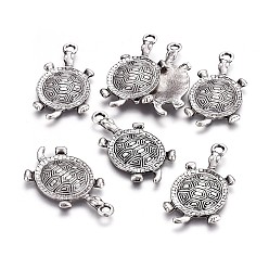 С Покрытием Тайского  Серебра Сплавочные подвески тибетского стиля, Тема океана, без свинца, без никеля и без кадмия, Морская черепаха, тайский стерлинговый серебр, 35x18x2.5 мм, отверстие : 2.5 мм