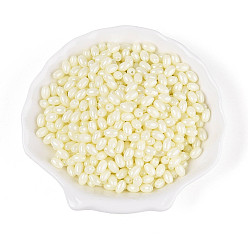 Светло-желтый Непрозрачные цвета блестящие стеклянные бусины, круглое отверстие, овальные, светло-желтый, 6.5~7x4~4.5 мм, отверстие : 0.9~1 мм, Около 2645 шт / фунт