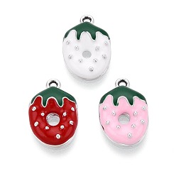 (52) Непрозрачная лаванда Сплав эмали прелести, клубничное очарование, платина, разноцветные, 15x10x3.5 мм, отверстие : 1.2 мм