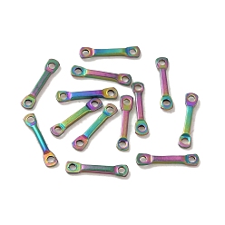 Rainbow Color Ion Plating(IP) 304 Stainless Steel Links Connector Charms, Flat Bar, Rainbow Color, 10x2x1mm, Hole: 1mm