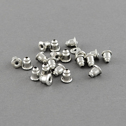 Platinum Iron Ear Nuts, Earring Backs, Platinum, 6x5mm, Hole: 1mm
