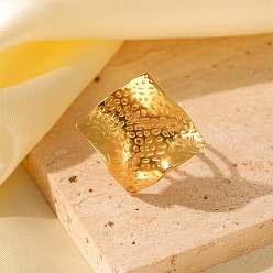 Золотой Регулируемые 304 манжеты из нержавеющей стали для женщин, ромб, золотые, 31x31 мм, размер США 6 1/2 (16.9 мм)