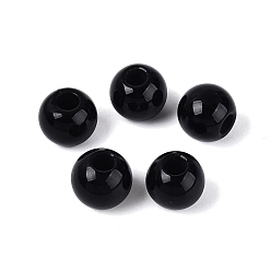 Black Onyx Natural Black Onyx European Beads, Smoooth Round, Dyed & Heated, Large Hole Beads, 13.5~14x12~13mm, Hole: 5mm