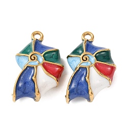 Разноцветный 304 нержавеющей стальной эмали подвески, подвески в форме раковины, без свинца и без кадмия, реальный 18 k позолоченный, красочный, 34x22x14 мм, отверстие : 3 мм