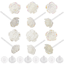 (52) Непрозрачная лаванда 12 пары 6 стили серьги-гвоздики из смолы, цветок розы, разноцветные, 6~7.5x6~7.5 мм