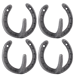 Красная Медь 4шт. чугунные крючки для одежды в форме подковы, Красная медь, 90x94x45 мм, отверстие : 5 мм