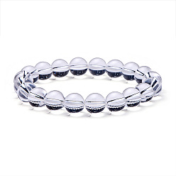 Quarz Natürlichen Kristall runde Perlen Stretch-Armbänder, Mit Ersatzperlen, Elastische Faser Draht und Eisen große Augen Perlen Nadel, 51~53 mm