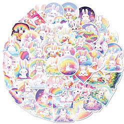 (52) Непрозрачная лаванда Наклейка из бумаги кролик, самослипание, для чемодана, скейтборде, холодильник, шлем, оболочка мобильного телефона, разноцветные, 38~52x33~50x0.2 мм, 50 шт / комплект