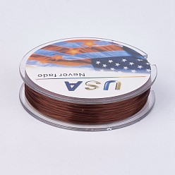 Кокосово-Коричневый Плоская эластичная кристаллическая струна, эластичная нить для бисера, для изготовления эластичного браслета, кокосового коричневый, 0.4 мм, около 16.4 ярдов (15 м) / рулон