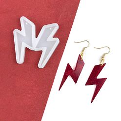 White DIY Pendant Silicone Molds, Resin Casting Molds, For UV Resin, Epoxy Resin Jewelry Making, Lightning Bolt, White, 56x55x6mm, Hole: 1.5mm, Inner Diameter: 50x22mm