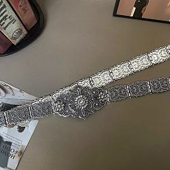 Античное Серебро Сплав кристаллы стразы цветок невеста свадебное платье цепочка пояс, античное серебро, 1030 мм