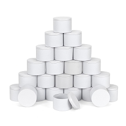 Белый Железные банки для свечей, с крышками, пустые жестяные контейнеры для хранения, колонка, белые, 6.5x5.2 см
