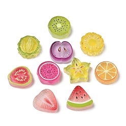 Gemischte Farbe Transparente Harz-Imitationsfrucht-Cabochons, gemischte Fruchtscheibenform, Gemischte Farbe, 21~23.5x20.5~25.5x7~9.5 mm