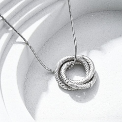 Нержавеющая Сталь Цвет 304 ожерелья из нержавеющей стали с тройными кругами для женщин, цвет нержавеющей стали, 17.72 дюйм (45 см)