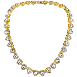 Золотой 1 теннисные ожерелья в форме сердца из цинкового сплава с кристаллами и стразами для женщин, золотые, 15-7/8 дюйм (40.2 см)