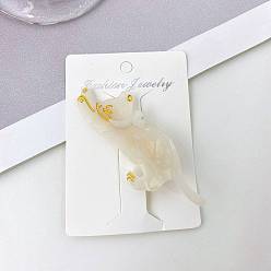 Светло-желтый Заколки для волос из кожи аллигатора в форме кошки из ацетата целлюлозы (смола), для женщин девушек, светло-желтый, 80x35 мм