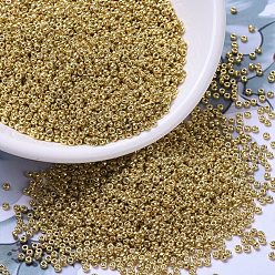 (RR4202) Гальванический Золотой Дуракоат Миюки круглые бусины рокайль, японский бисер, 11/0, (rr 4202) золото оцинкованное, 11/0, 2x1.3 мм, Отверстие : 0.8 мм , около 5500 шт / 50 г