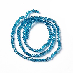 Cadet Blue Electroplate Glass Beads Strands, AB Color Plated, Faceted Rondelle, Cadet Blue, 3x2mm, Hole: 0.5mm, about 165~170pcs/strand, 16.7 inch