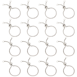 Stainless Steel Color 20Pcs 2 Style Adjustable 304 Stainless Steel Box & Bolo Chain Slider Ring Making, Adjustable Finger Ring Making, Stainless Steel Color, Inner Diameter: 27mm, 10pcs/style